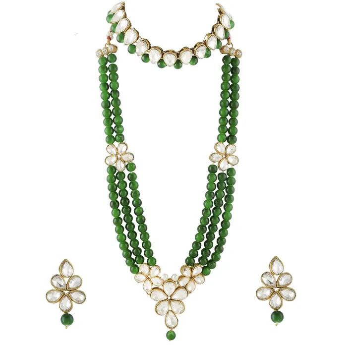 Necklaces Yellow Chimes Yellow Chimes Ethnic Kundan Set Indian Traditional Green Pearl Multilayer Dulhan Bridal Jewellery Set Necklace Set for Women Girls Necklaces Yellow Chimes Yellow Chimes Ethnic Kundan Set Indian Traditional Green Pearl Multilayer Dulhan Bridal Jewellery Set Necklace Set for Women Girls