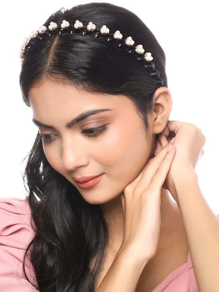 Necklaces Yellow Chimes Yellow Chimes Hair Bands for Girls Women Hair Accessories for Women 2 Pcs Hairband for Women Head Band Pearl Headpeice Hairband for Women Birthday Gift for Women Girls
