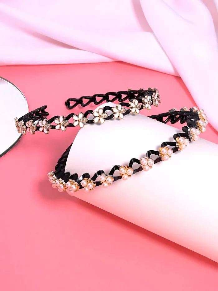 Necklaces Yellow Chimes Yellow Chimes Hair Bands for Girls Women Hair Accessories for Women 2 Pcs Hairband for Women Head Band Pearl Headpeice Hairband for Women Birthday Gift for Women Girls