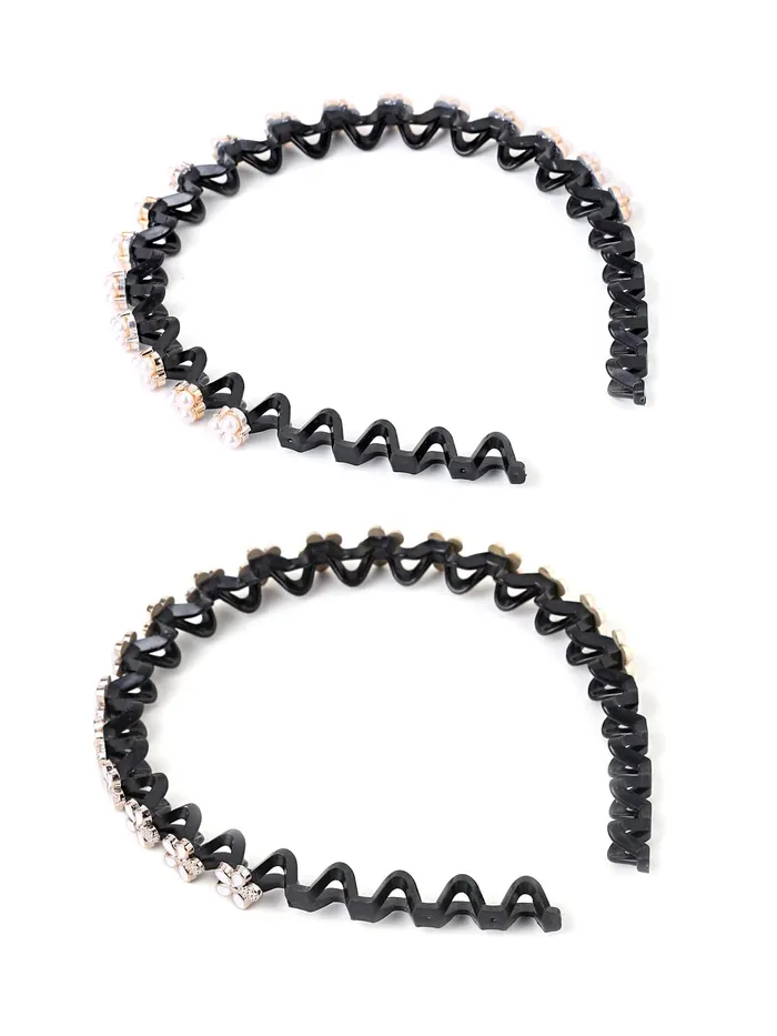 Necklaces Yellow Chimes Yellow Chimes Hair Bands for Girls Women Hair Accessories for Women 2 Pcs Hairband for Women Head Band Pearl Headpeice Hairband for Women Birthday Gift for Women Girls