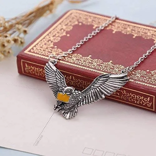 Necklaces Yellow Chimes Yellow Chimes Harry Potter Accessories Pendant for BoysHarry Potter Hedwig Post Owl Messenger with Letter of Admission Silver Pendant for Boys and Girls Unisex