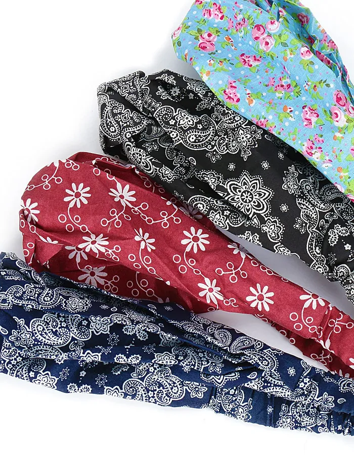 Necklaces Yellow Chimes Yellow Chimes Head Bands for Girls 4 Pcs Hair Bands Turban Headband Korean Style Solid Fabric Criss Cross Knot Hairbands For Womens and Girls Hair Accessories