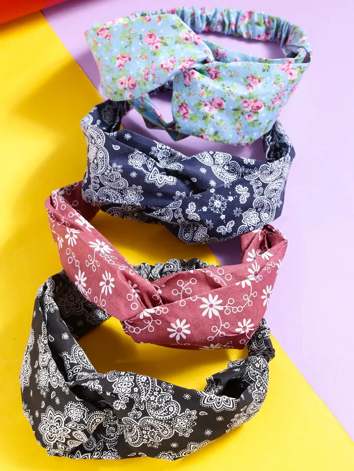 Necklaces Yellow Chimes Yellow Chimes Head Bands for Girls 4 Pcs Hair Bands Turban Headband Korean Style Solid Fabric Criss Cross Knot Hairbands For Womens and Girls Hair Accessories