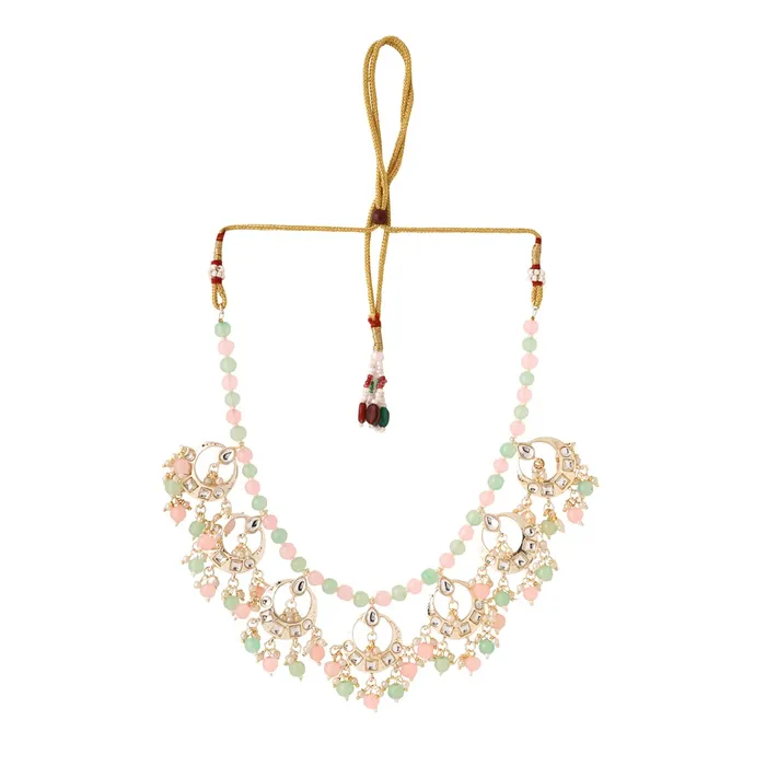 Necklaces Yellow Chimes Yellow Chimes Jewellery Set for Women and Girls Kundan Jewellery Set for Women Gold Tone Moti Beads Kundan Choker Necklace Set Birthday Gift for girls and women Anniversary Gift for Wife