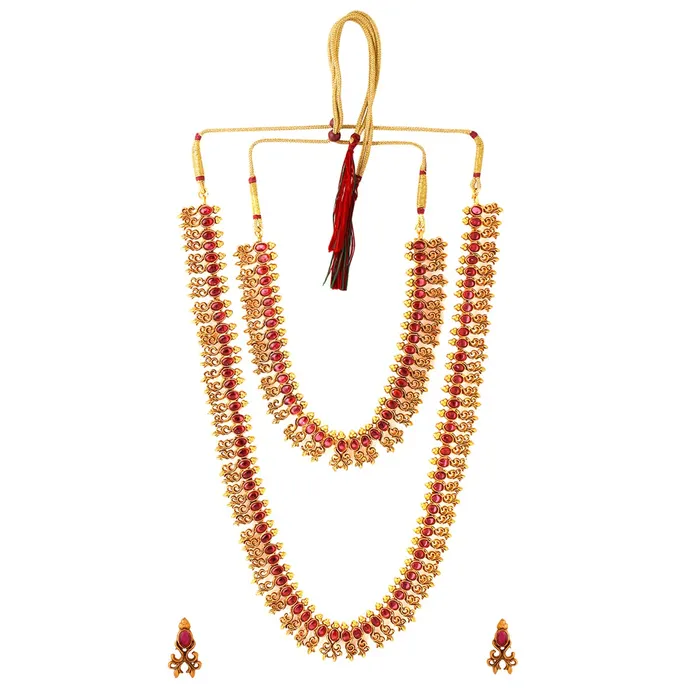 Necklaces Yellow Chimes Yellow Chimes Jewellery Set for Women and Girls Traditional Red Kundans Necklace Set Gold Plated Multilayer Necklace Set Birthday Gift for girls and women Anniversary Gift for Wife