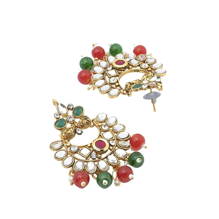 Necklaces Yellow Chimes Yellow Chimes Jewellery Set For Women Kundan studded Heavy Choker Set With Dangler Earrings and Mangtikka For Women and Girls