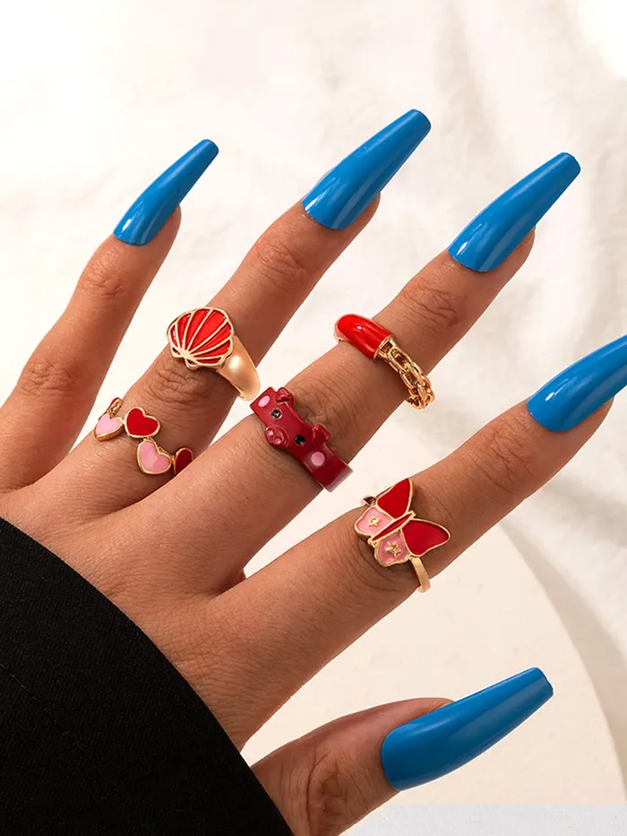 Necklaces Yellow Chimes Yellow Chimes Knuckle Rings for Women Combo of 5 Pcs Stack Rings Gold Plated Midi Finger Ring Set for Women and Girls