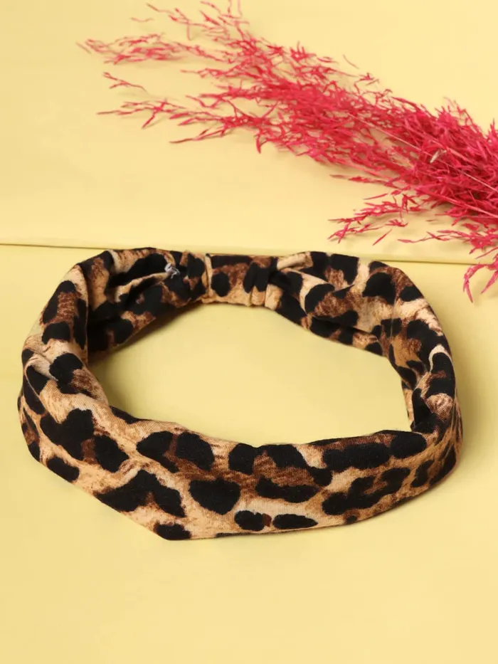 Necklaces Yellow Chimes Yellow Chimes Leopard Print Headband Knoted Turban Headband Stretch Twist Head Wraps Stripe Cloth Head Bands for Women and Girls Pack of 1
