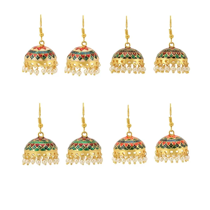 Necklaces Yellow Chimes Yellow Chimes Meenakari Jhumka Earrings for Women Combo of 4 Pairs Handcrafted Jaipur Rajasthani Style Traditional JhumkaJhumki Earrings for Women and Girls Necklaces Yellow Chimes Yellow Chimes Meenakari Jhumka Earrings for Women Combo of 4 Pairs Handcrafted Jaipur Rajasthani Style Traditional JhumkaJhumki Earrings for Women and Girls