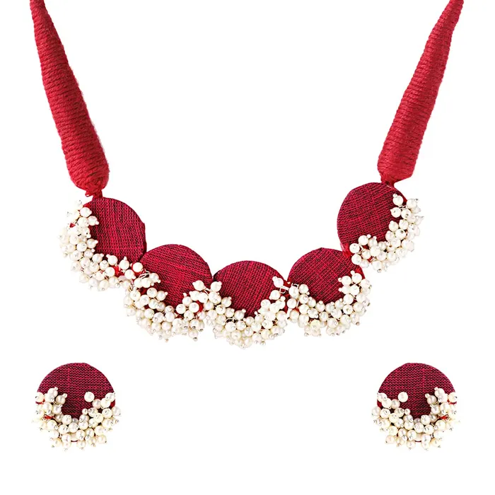 Necklaces Yellow Chimes Yellow Chimes Necklace Set for Women and Girls Choker Set for Women Circle Shaped Maroon Woven Wrapped Beads Studded Choker Birthday Gift for girls women Anniversary Gift for Wife Necklaces Yellow Chimes Yellow Chimes Necklace Set for Women and Girls Choker Set for Women Circle Shaped Maroon Woven Wrapped Beads Studded Choker Birthday Gift for girls women Anniversary Gift for Wife