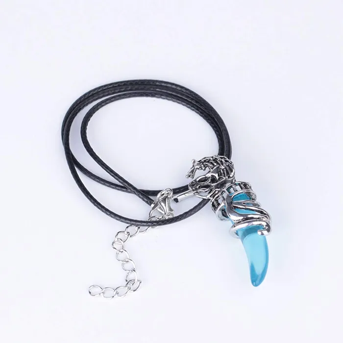 Necklaces Yellow Chimes Yellow Chimes Pendant for Men 2 PCs Combo Men Pendant Blue Black Crystal Wolf Tooth Evil Spirits Leather Rope Pendant for Men and Women
