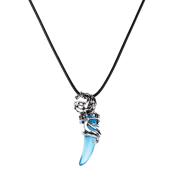 Necklaces Yellow Chimes Yellow Chimes Pendant for Men 2 PCs Combo Men Pendant Blue Black Crystal Wolf Tooth Evil Spirits Leather Rope Pendant for Men and Women