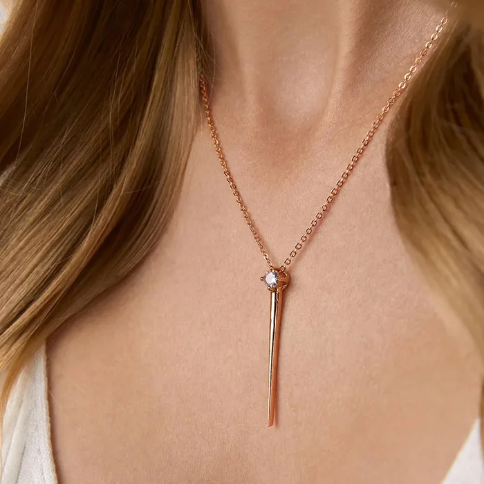 Necklaces Yellow Chimes Yellow Chimes Pendant for Women and Girls Rose Gold Pendant Necklace for Women Bar Designed Crystal Studded Pendnat Birthday Gift for girls and women Anniversary Gift for Wife
