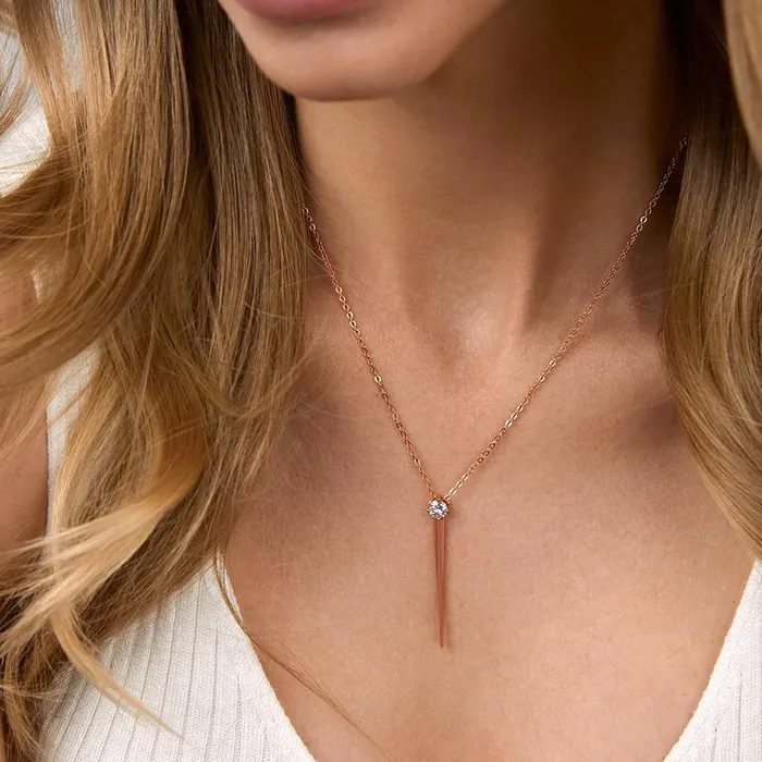 Necklaces Yellow Chimes Yellow Chimes Pendant for Women and Girls Rose Gold Pendant Necklace for Women Bar Designed Crystal Studded Pendnat Birthday Gift for girls and women Anniversary Gift for Wife