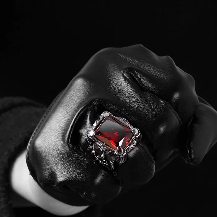 Necklaces Yellow Chimes Yellow Chimes Rings for Men Red Danger Square Shaped Stainless Steel Tough Silver Ring for Men and Boys