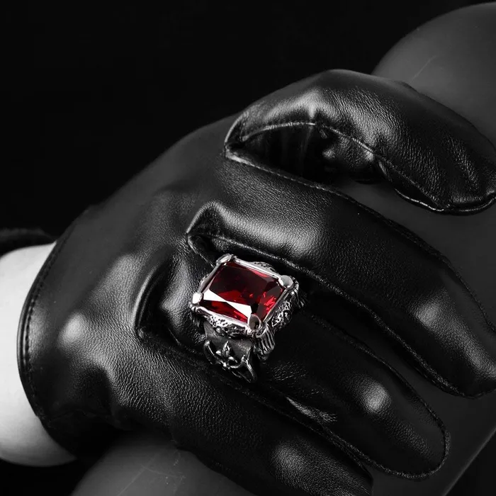 Necklaces Yellow Chimes Yellow Chimes Rings for Men Red Danger Square Shaped Stainless Steel Tough Silver Ring for Men and Boys