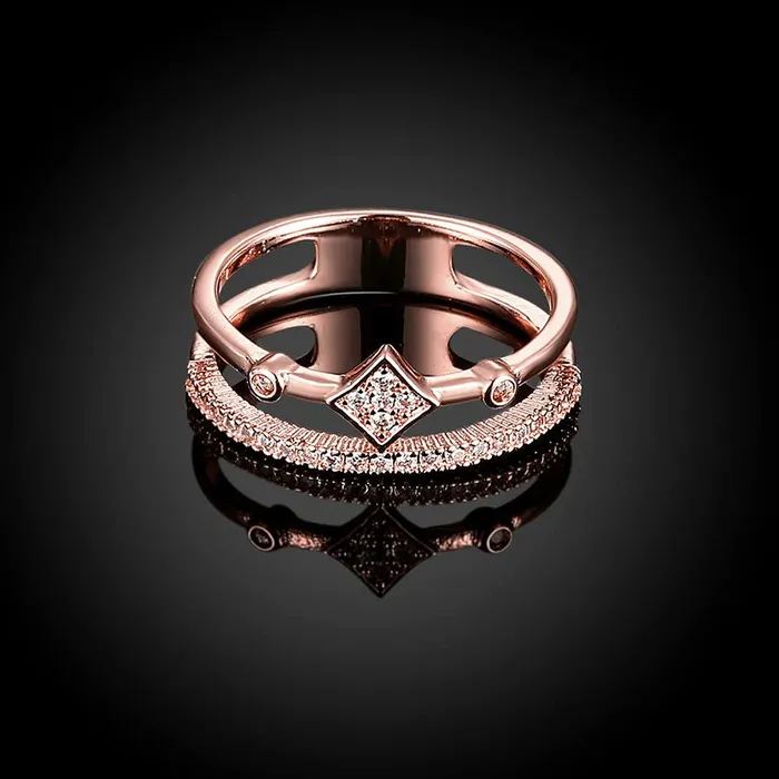 Necklaces Yellow Chimes Yellow Chimes Rings for Women Rose Gold Rings Crystal Pave Setting Eternity Love 18K Rose Gold Plated Adjustable Ring for Women Girls
