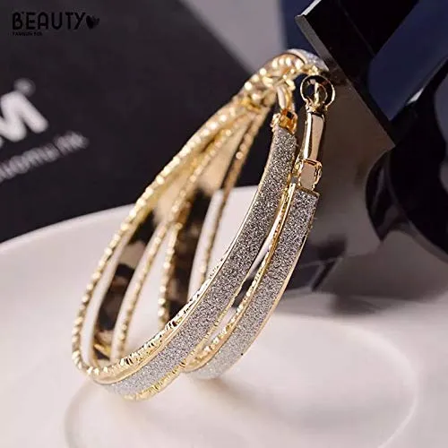 Necklaces Yellow Chimes Yellow Chimes Stylish Classic Design Sparkling Shine Big Circle Gold Plated Hoop Earrings For Women and Girl
