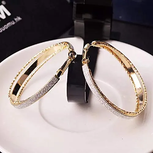 Necklaces Yellow Chimes Yellow Chimes Stylish Classic Design Sparkling Shine Big Circle Gold Plated Hoop Earrings For Women and Girl