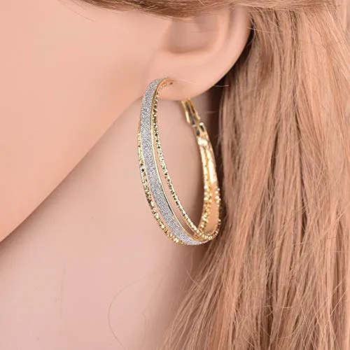 Necklaces Yellow Chimes Yellow Chimes Stylish Classic Design Sparkling Shine Big Circle Gold Plated Hoop Earrings For Women and Girl