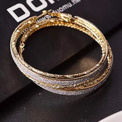 Necklaces Yellow Chimes Yellow Chimes Stylish Classic Design Sparkling Shine Big Circle Gold Plated Hoop Earrings For Women and Girl