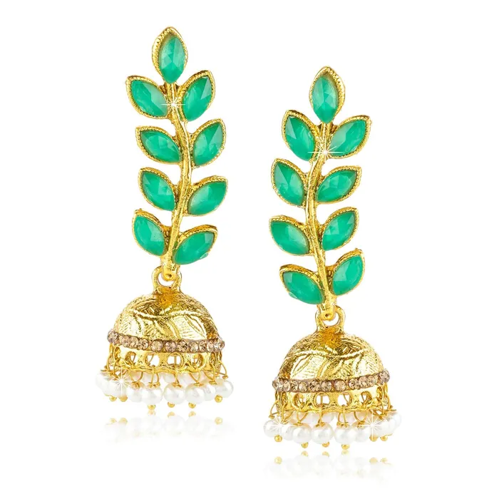 Necklaces Yellow Chimes Yellow Chimes Stylish Wine Traditional Jhumka Green Golden Earrings for Women and Girls Necklaces Yellow Chimes Yellow Chimes Stylish Wine Traditional Jhumka Green Golden Earrings for Women and Girls