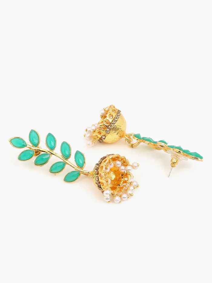 Necklaces Yellow Chimes Yellow Chimes Stylish Wine Traditional Jhumka Green Golden Earrings for Women and Girls