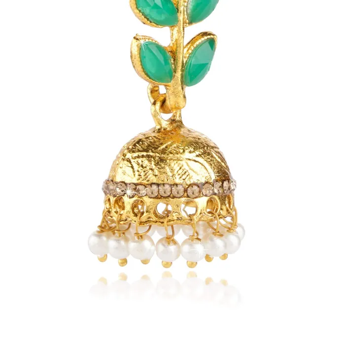 Necklaces Yellow Chimes Yellow Chimes Stylish Wine Traditional Jhumka Green Golden Earrings for Women and Girls