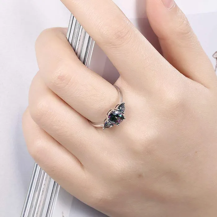 Necklaces Yellow Chimes Yellow Chimes Three Stone Alloy Crystal Platinum Plated Ring for Women Girls
