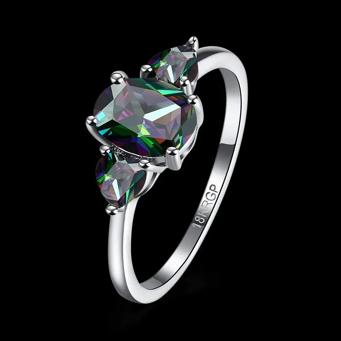Necklaces Yellow Chimes Yellow Chimes Three Stone Alloy Crystal Platinum Plated Ring for Women Girls