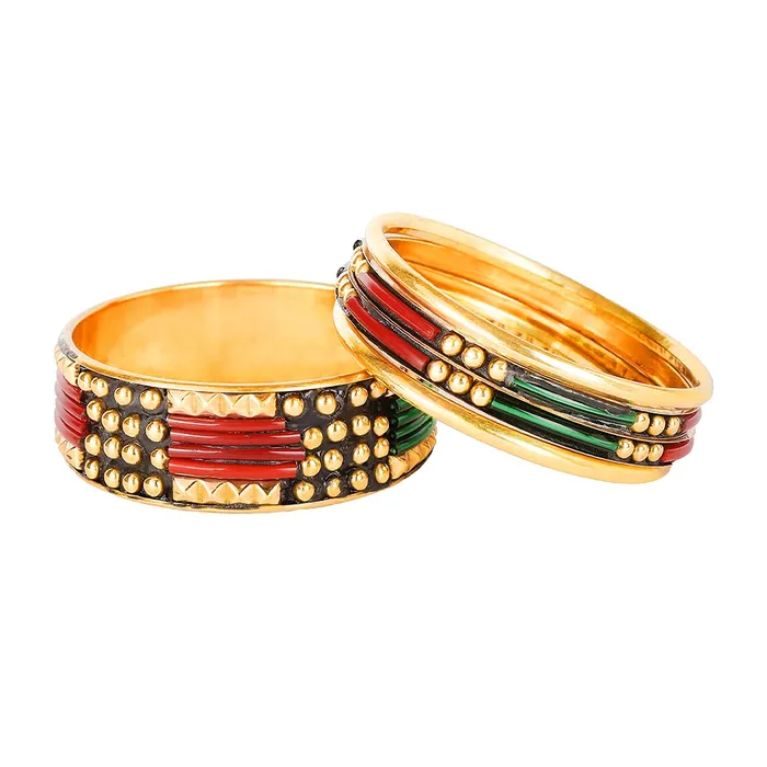 Necklaces Yellow Chimes Yellow Chimes Trendy Contemporary Colorful 5 pcs One Set Gold Plated Traditional Bangles Set for Girls and Women Necklaces Yellow Chimes Yellow Chimes Trendy Contemporary Colorful 5 pcs One Set Gold Plated Traditional Bangles Set for Girls and Women