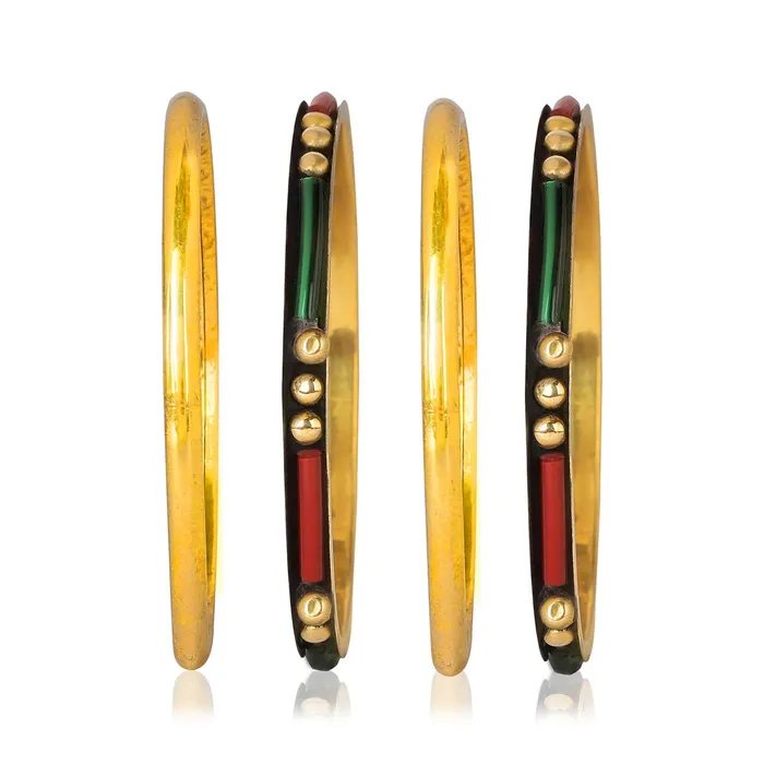 Necklaces Yellow Chimes Yellow Chimes Trendy Contemporary Colorful 5 pcs One Set Gold Plated Traditional Bangles Set for Girls and Women