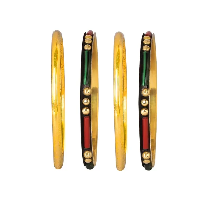 Necklaces Yellow Chimes Yellow Chimes Trendy Contemporary Colorful 5 pcs One Set Gold Plated Traditional Bangles Set for Girls and Women