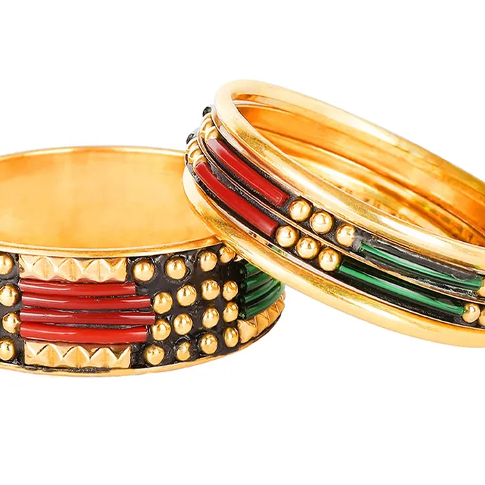 Necklaces Yellow Chimes Yellow Chimes Trendy Contemporary Colorful 5 pcs One Set Gold Plated Traditional Bangles Set for Girls and Women
