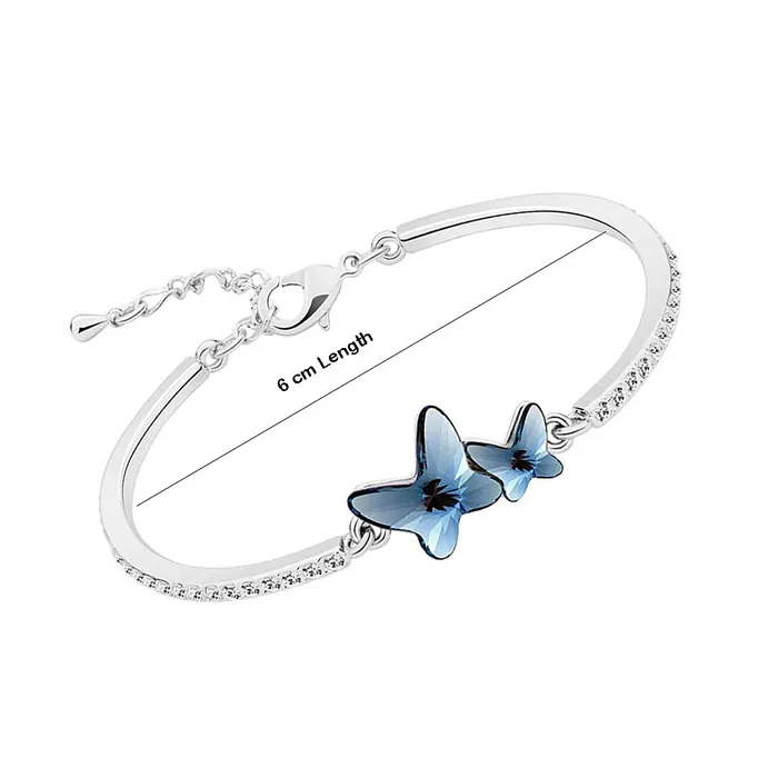 Necklaces Yellow Chimes Yellow Chimes Valentine Gift for Girls Silver Plated Blue Butterfly Crystal Bracelet for Women and Girls