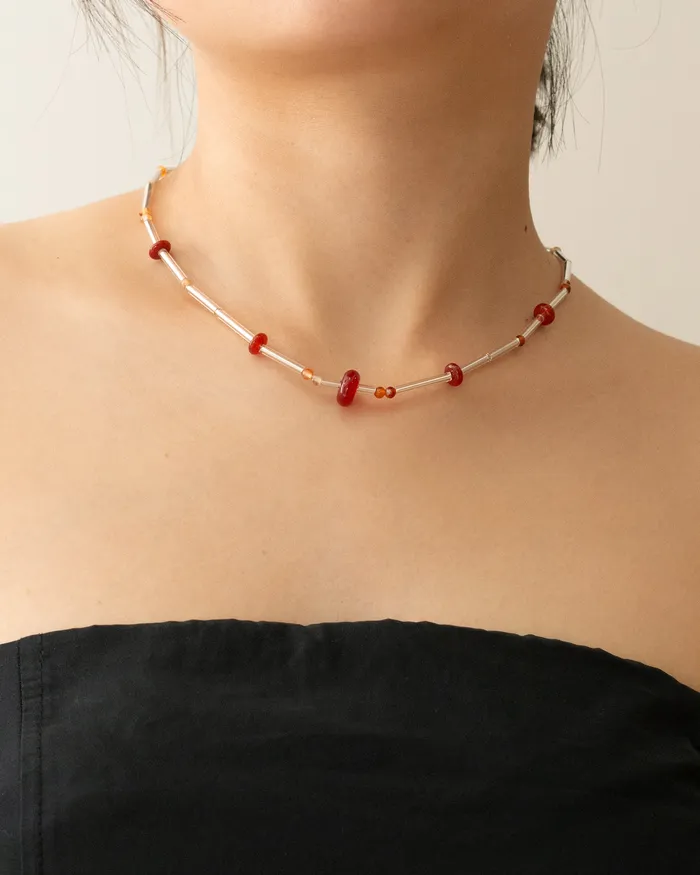 Necklaces Yin Silver Lined Glass Beaded Necklace CUN