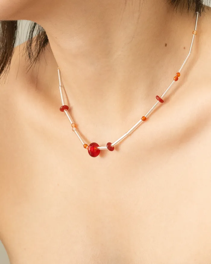Necklaces Yin Silver Lined Glass Beaded Necklace CUN