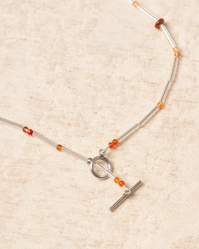 Necklaces Yin Silver Lined Glass Beaded Necklace CUN