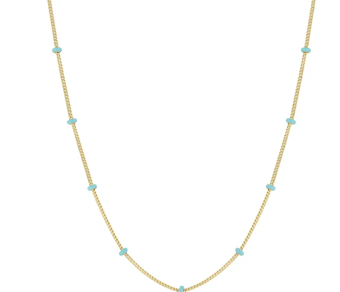 Necklaces Zo Chicco 14K GOLD TURQUOISE ENAMEL SATELLITE CHAIN NECKLACE