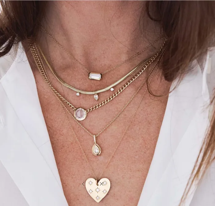 Necklaces Zo Chicco 14K PEAR PRONG DIAMOND SNAKE CHAIN NECKLACE Necklaces Zo Chicco 14K PEAR PRONG DIAMOND SNAKE CHAIN NECKLACE