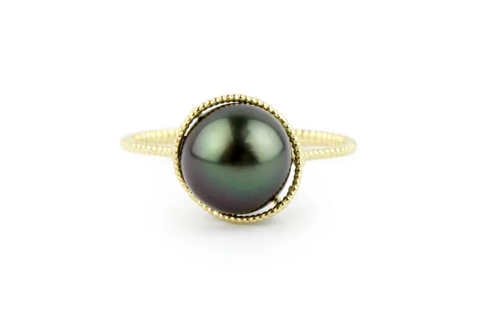 Night Sky Tahitian Pearl Mermaid Ring Kamoka Pearl Rings