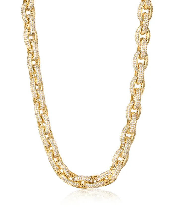 OZZIE PAVE CHAIN NECKLACE GOLD LUV AJ Necklaces