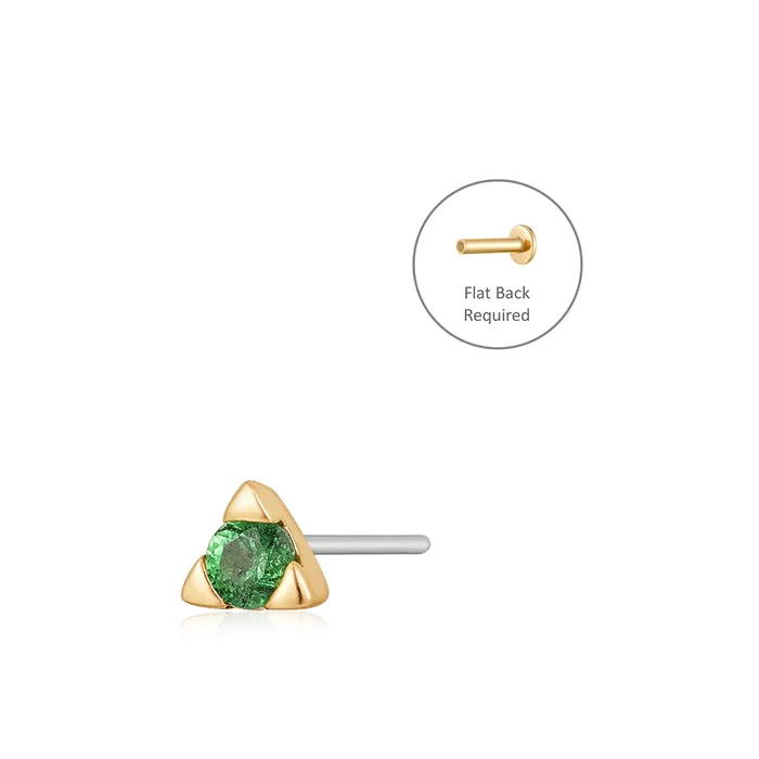 PAZ Tsavorite Pyramid Threadless Flatback Earring AURELIE GI Earrings