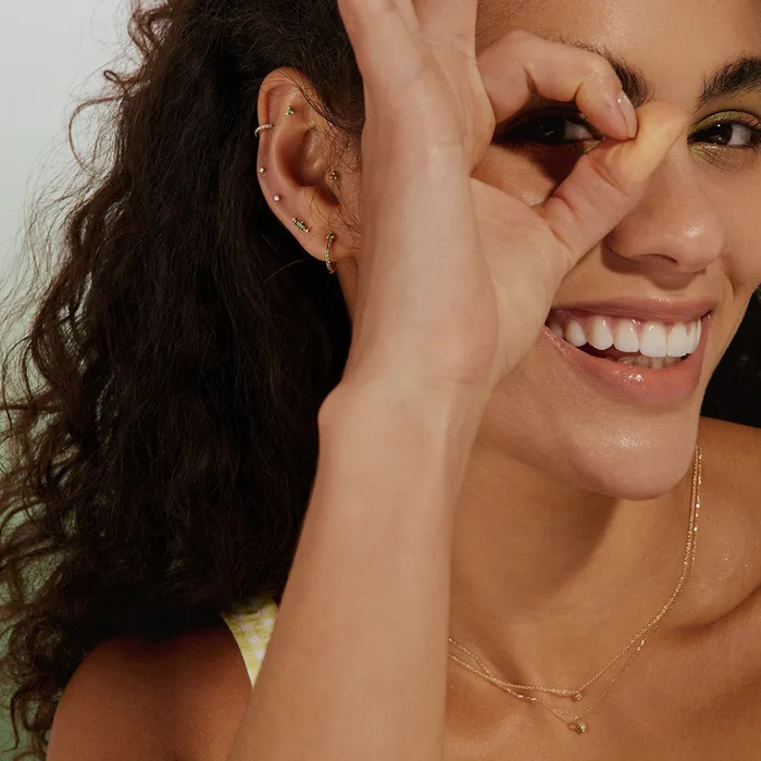 PAZ Tsavorite Pyramid Threadless Flatback Earring AURELIE GI Earrings