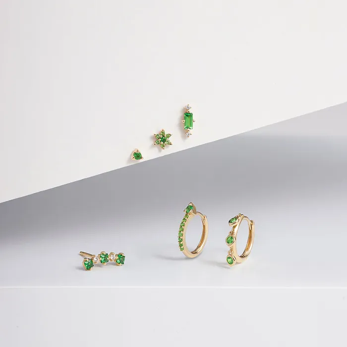 PAZ Tsavorite Pyramid Threadless Flatback Earring AURELIE GI Earrings
