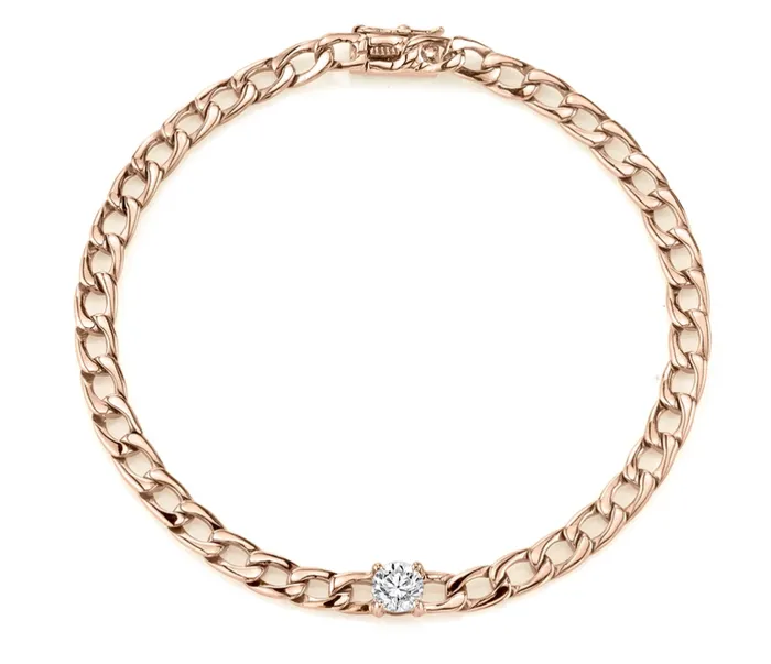 Plain chain bracelet w round diamond center Anita Ko Bracelets