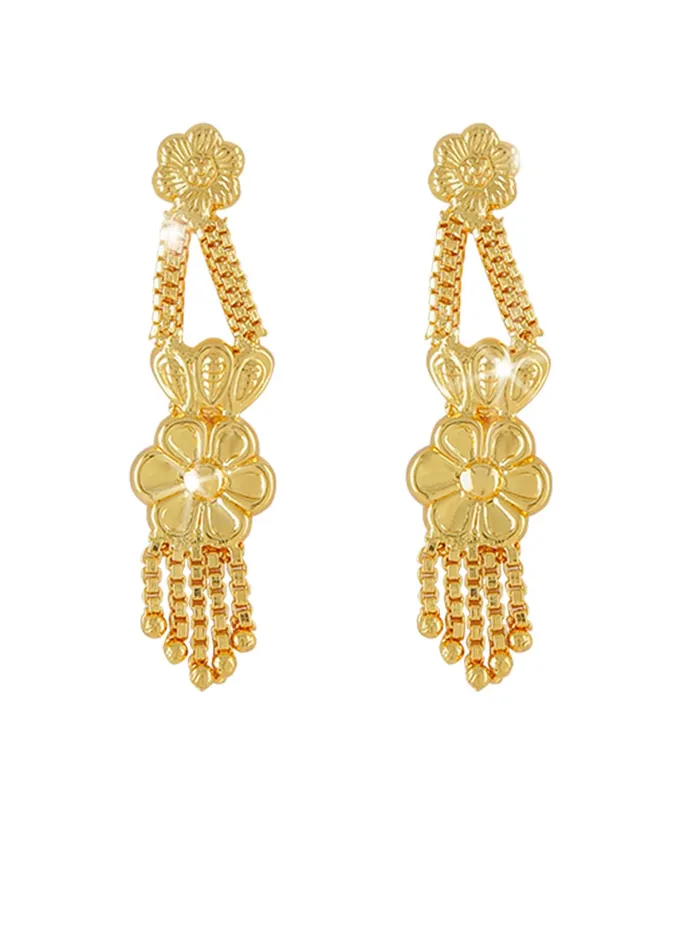 PreStyled Sets Yellow Chimes Yellow Chimes Ethnic One Gram Gold Designer Antique Golden Traditional Choker Necklace with Earrings Jewellery Set for Women Girls