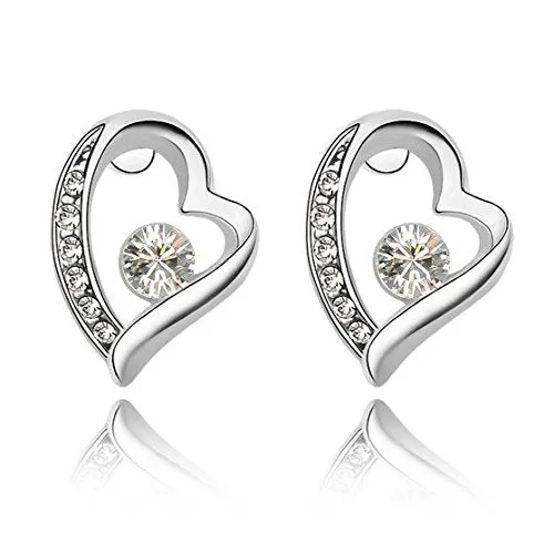 PreStyled Sets Yellow Chimes Yellow Chimes Moxie Collection Adorable Heart 18K White Gold Plated Crystal Pendant Set for Women and Girls