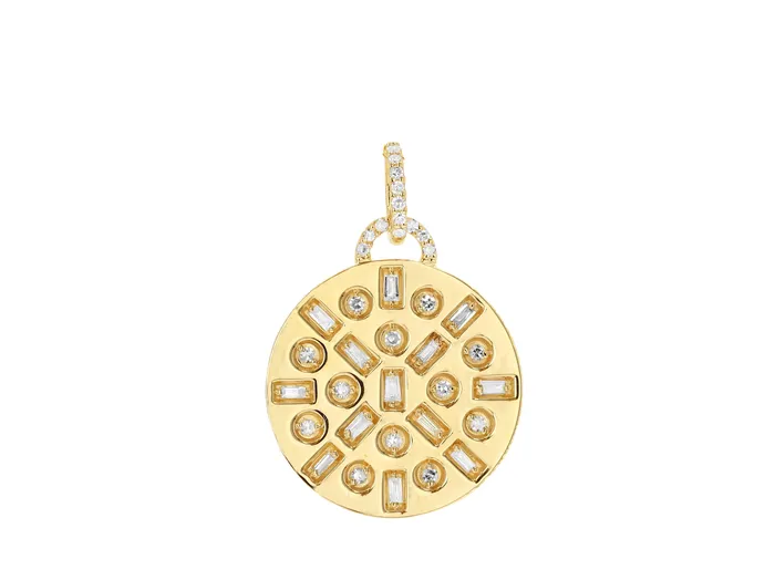Rachel Reid Charm Necklaces Diamond Baguette Mosaic Charm