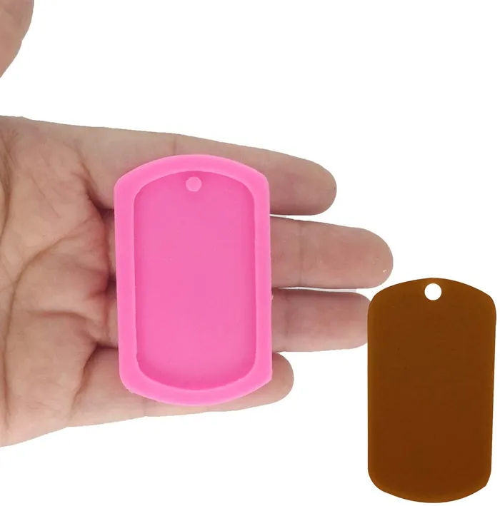 Resin Art Hub Earrings Dog tag Shape Silicone Mold Keychain and Pendants